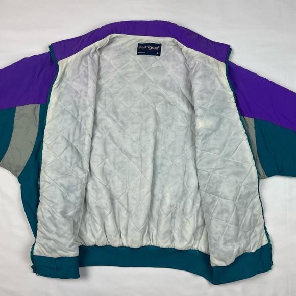 Vtg Swingster NASCAR Daytona Mens Puffer Jacket Large 90s Color Block C2 - Picture 3 of 8